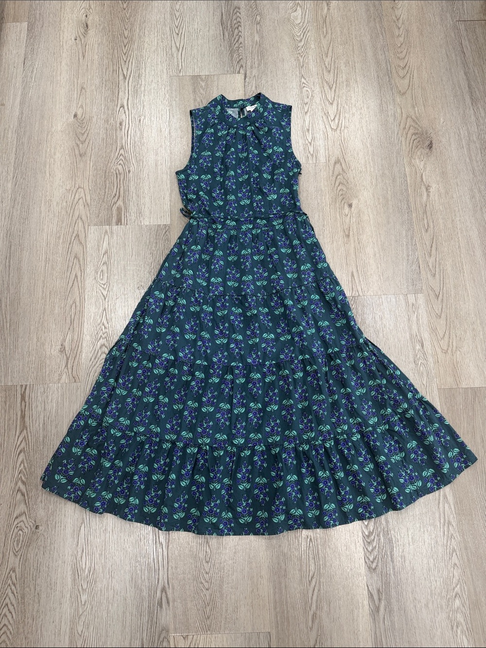 J crew Sleeveless Floral Dress with Tie Waist